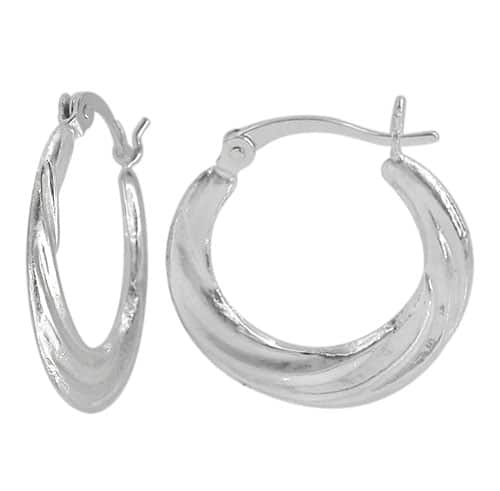Sterling Silver Flat Twist Hoop Earrings | 20mm