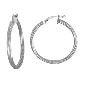 Sterling Silver Twist Hoop Earrings | 29mm