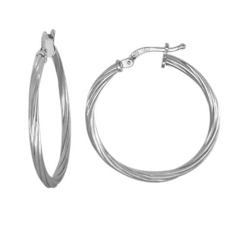 Sterling Silver Twist Hoop Earrings | 34mm