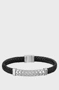 Hugo Boss Black Braided-Leather  Herringbone Bracelet