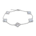 Sterling Silver Mother of Pearl Clover Bracelet