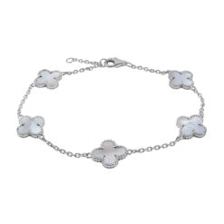 Sterling Silver Mother of Pearl Clover Bracelet