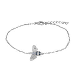 Sterling Silver Cubic Zirconia Bumble Bee Bracelet
