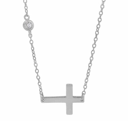 Sterling Silver East-West Cross Necklace