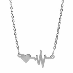 Sterling Silver Heart & Pulse Necklace