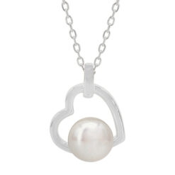 Sterling Silver Freshwater Pearl Heart Necklace