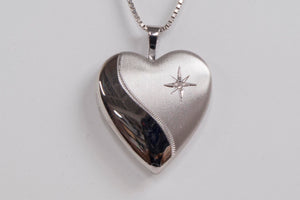 Sterling Silver Heart Locket with Cubic Zirconia