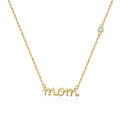Gold Plated Sterling Silver Mom Necklace with Cubic Zirconia Accent