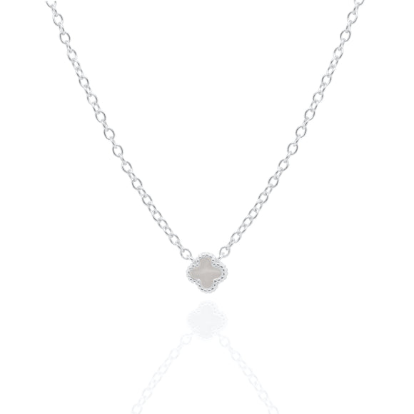 Sterling Silver Pearl Shell Clover Necklace