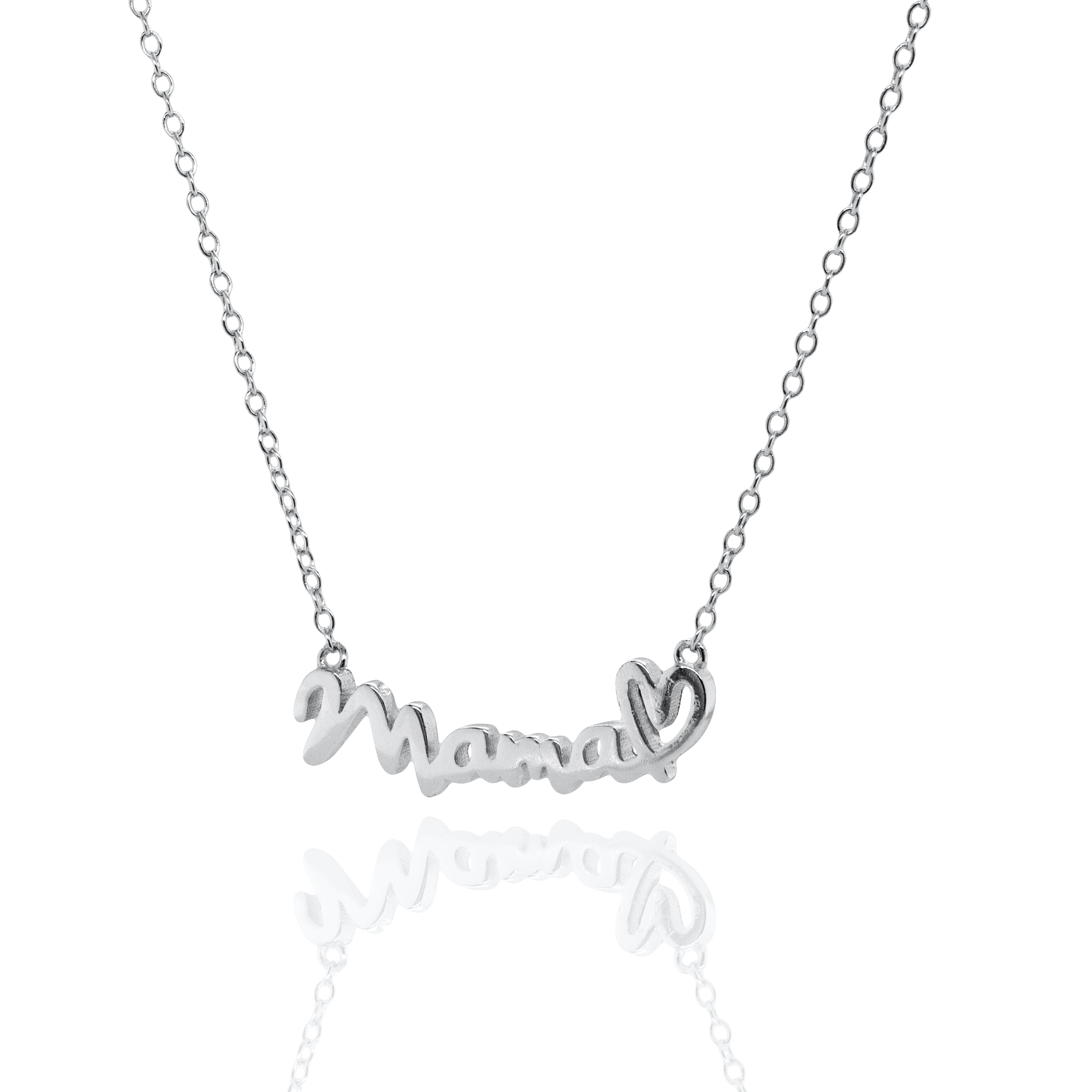 Sterling Silver "Mama" With Heart Necklace