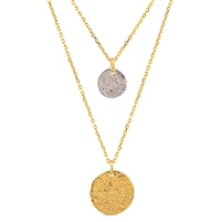 Two-tone Sterling Silver Double Disc Pendant