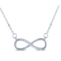 Sterling Silver Infinity Pendant Necklace with Cubic Zirconia