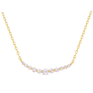 Gold Plated Sterling Silver Cubic Zirconia Bar Necklace