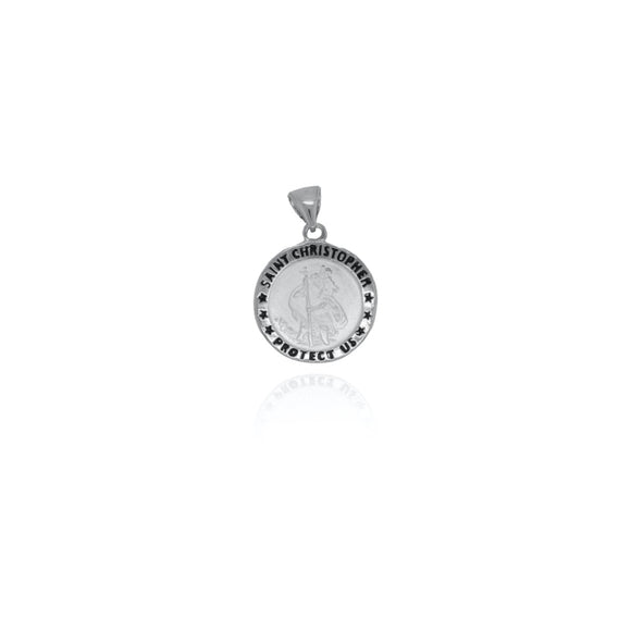 Sterling Silver Diamond Cut St. Christopher Pendant