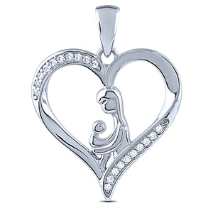 Sterling Silver Mother and Child Heart Pendant | 20"