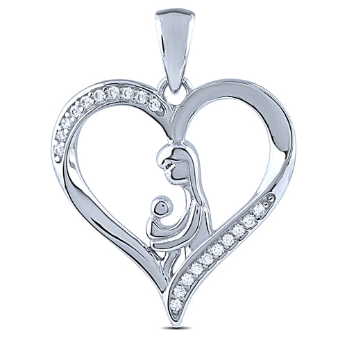 Sterling Silver Mother and Child Heart Pendant | 20