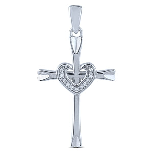 Sterling Silver Cross Pendant with Heart