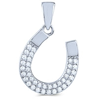 Sterling Silver Horseshoe Pendant with Cubic Zirconia