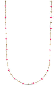 14K Yellow Gold and Pink Enamel Station Necklace by Miss Mimi