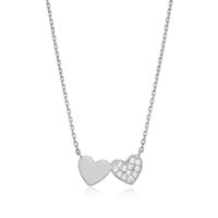 Sterling Silver Double Heart Necklace with Lab Grown Diamonds By Monte Luna