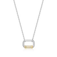 Gold Plated Sterling Silver Oblong Link Necklace
