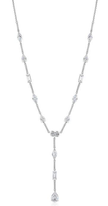 Sterling Silver Cubic Zirconia Multi-Shape Y- Necklace by Reign
