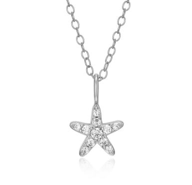 Sterling Silver Lab Diamond Starfish Necklace by Monte Luna | 0.10ctw