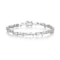 Sterling Silver Cubic Zirconia Flower Tennis Bracelet by Reign