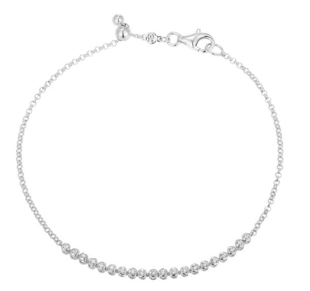 Sterling Silver Lab Diamond Linear Bracelet by Monte Luna