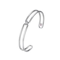 Sterling Silver Cuff Bangle with Cubic Zirconia by ELLE