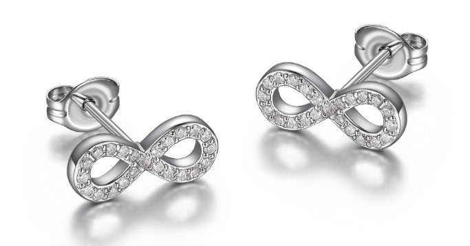 Sterling Silver Cubic Zirconia Infinity Stud Earrings by Reign