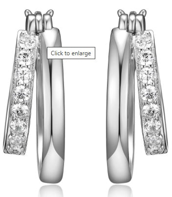 Sterling Silver Cubic Zirconia Double Hoop Earrings by Reign