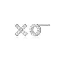 Sterling Silver Lab Diamond X and O Earrings