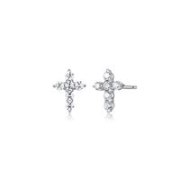Sterling Silver Cubic Zirconia Cross Earrings by Reign