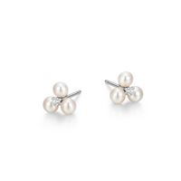 Sterling Silver Pearl Cluster Earrings by Reign