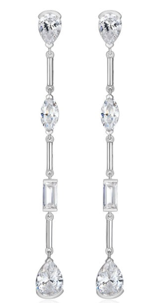 Sterling Silver Multi-Shape Linear Drop Earrings by Reign