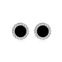 Sterling Silver Black Agate Stud Earrings by ELLE