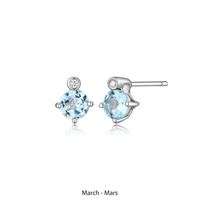 Genuine Sky Blue Topaz and Diamond Stud Earrings by ELLE