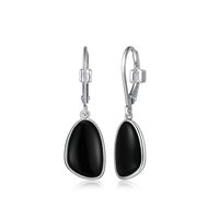 Sterling Silver and Black Agate "Pebble" Collection Earrings By ELLE