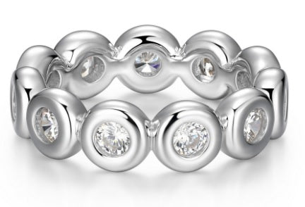 Sterling Silver Cubic Zirconia Bezel Eternity Ring by Reign