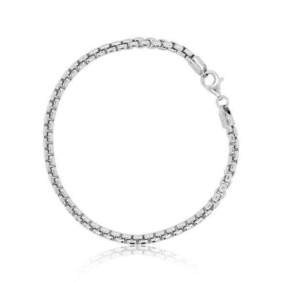 Sterling Silver Rounded Box Bracelet | 8