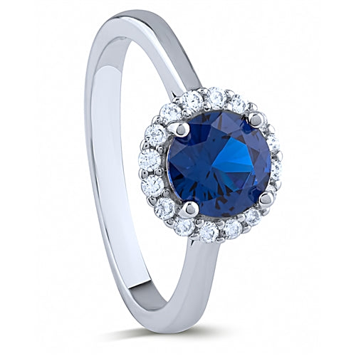 Sterling Silver Blue Cubic Zirconia Ring