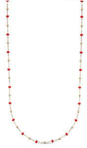 14K Yellow Gold and Red Enamel Station Necklace by Miss Mimi