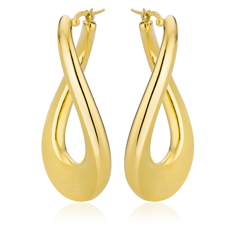 Sterling Silver Gold Plated Large Oval Twist Earrings by Miss Mimi