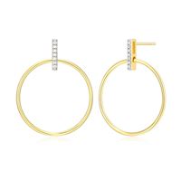 18K Gold Plated Open Circle with Bar Hoop Earrings