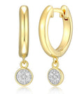 Gold Plated Sterling Silver Round Drop Lab Diamond Huggies by Monte Luna