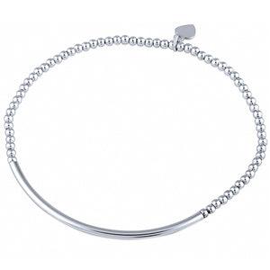 Sterling Silver Stretch Beaded Bracelet with Bar