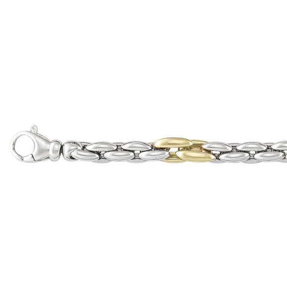 Sterling Silver Yellow Gold & Rhodium Plated Fancy Bracelet