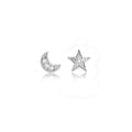 Sterling Silver Mismatched Moon and Star Studs