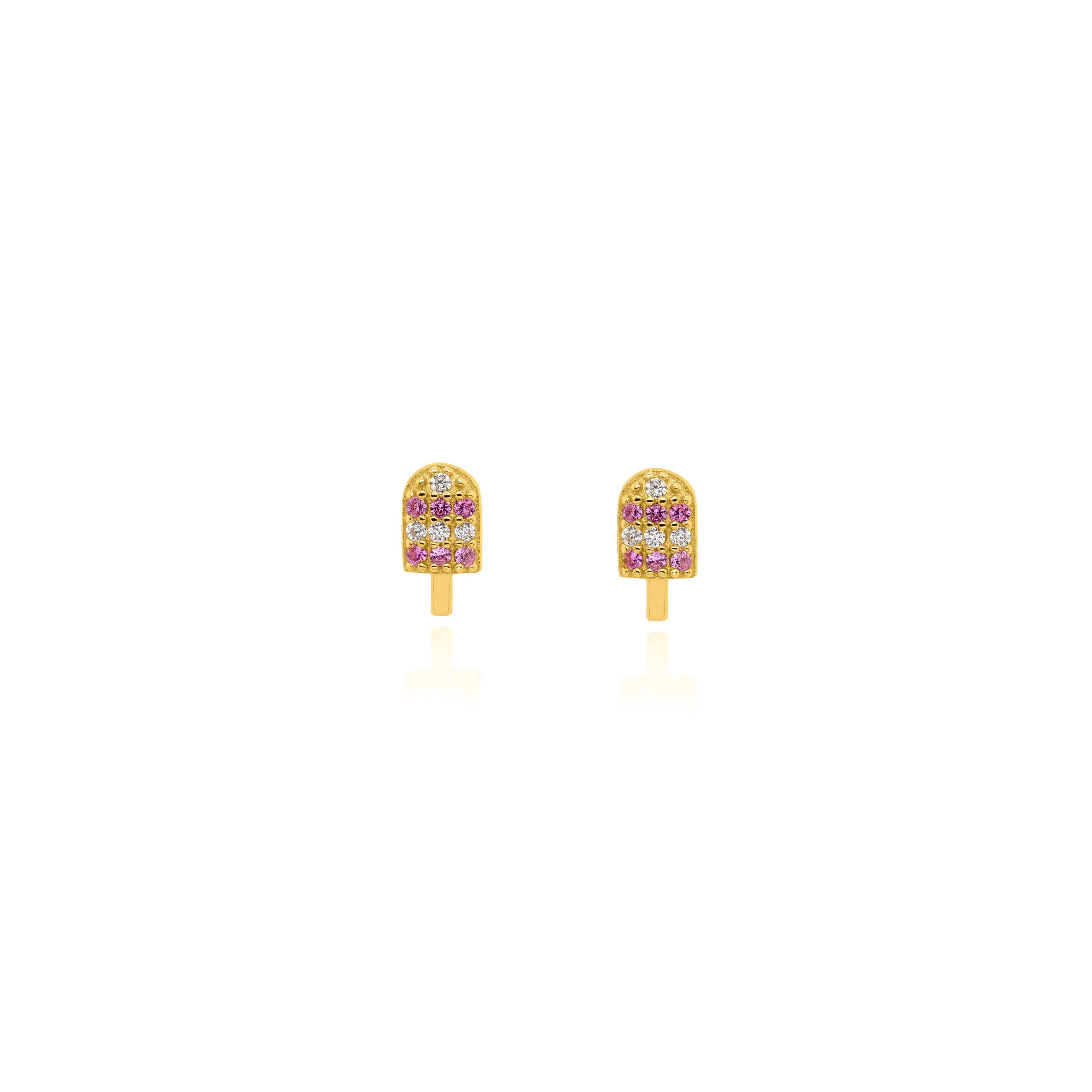 Gold Plated Colour Cubic Zirconia Popsicle Studs